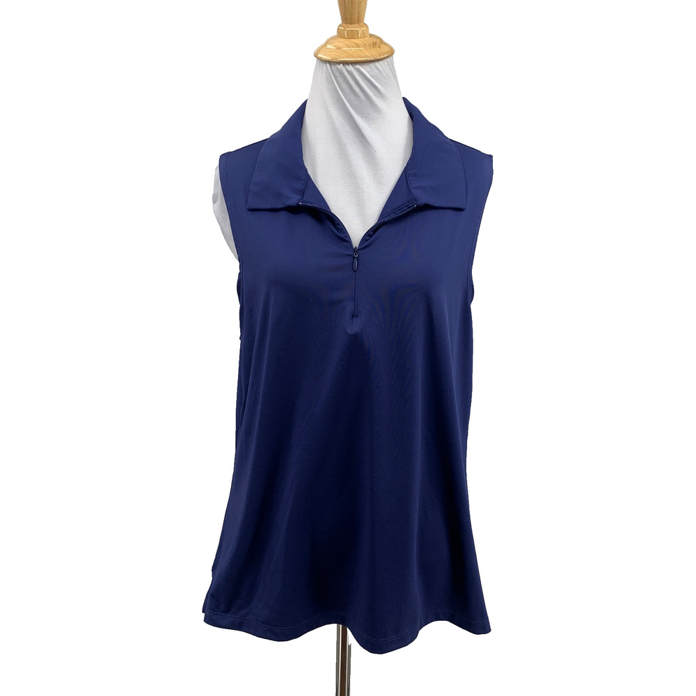 Tommy Bahama Polo Top Womens XL Storm Active Golf Collared Sleeveless 1/4 Zip